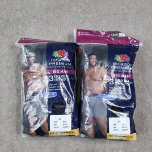 Fruit Of The Loom Boxer Briefs Mens 3XB Black Big Man 2 Packs CoolZone Fly